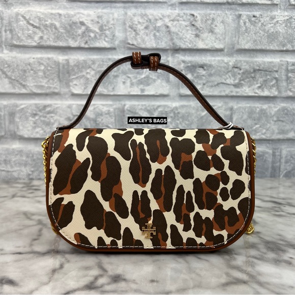 Tory Burch Emerson Printed Top Handle Crossbody In Leopard Print - Picture 4 of 13